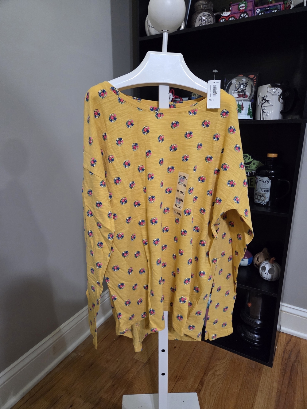Old Navy Yellow Floral Long Sleeve Tee